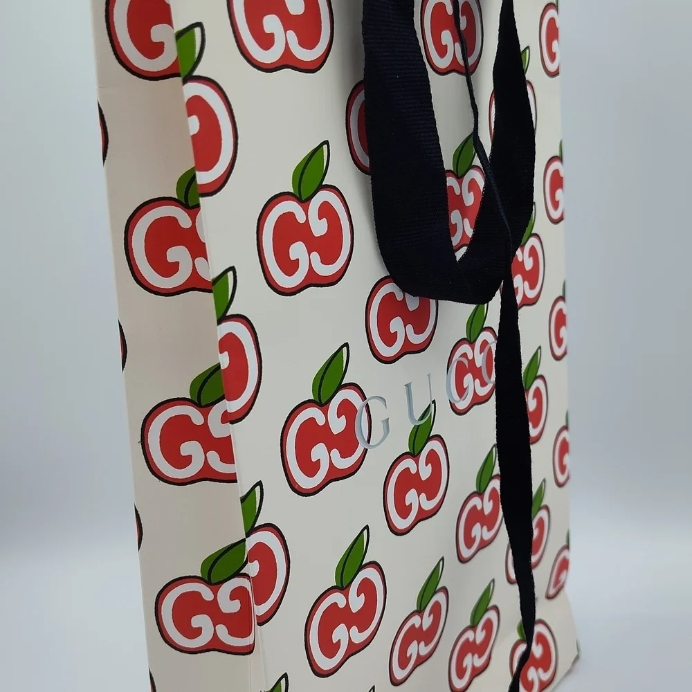 GUCCI Apple Print Gift Bag | Rare GG Apple Logo Shopping Packaging Collector